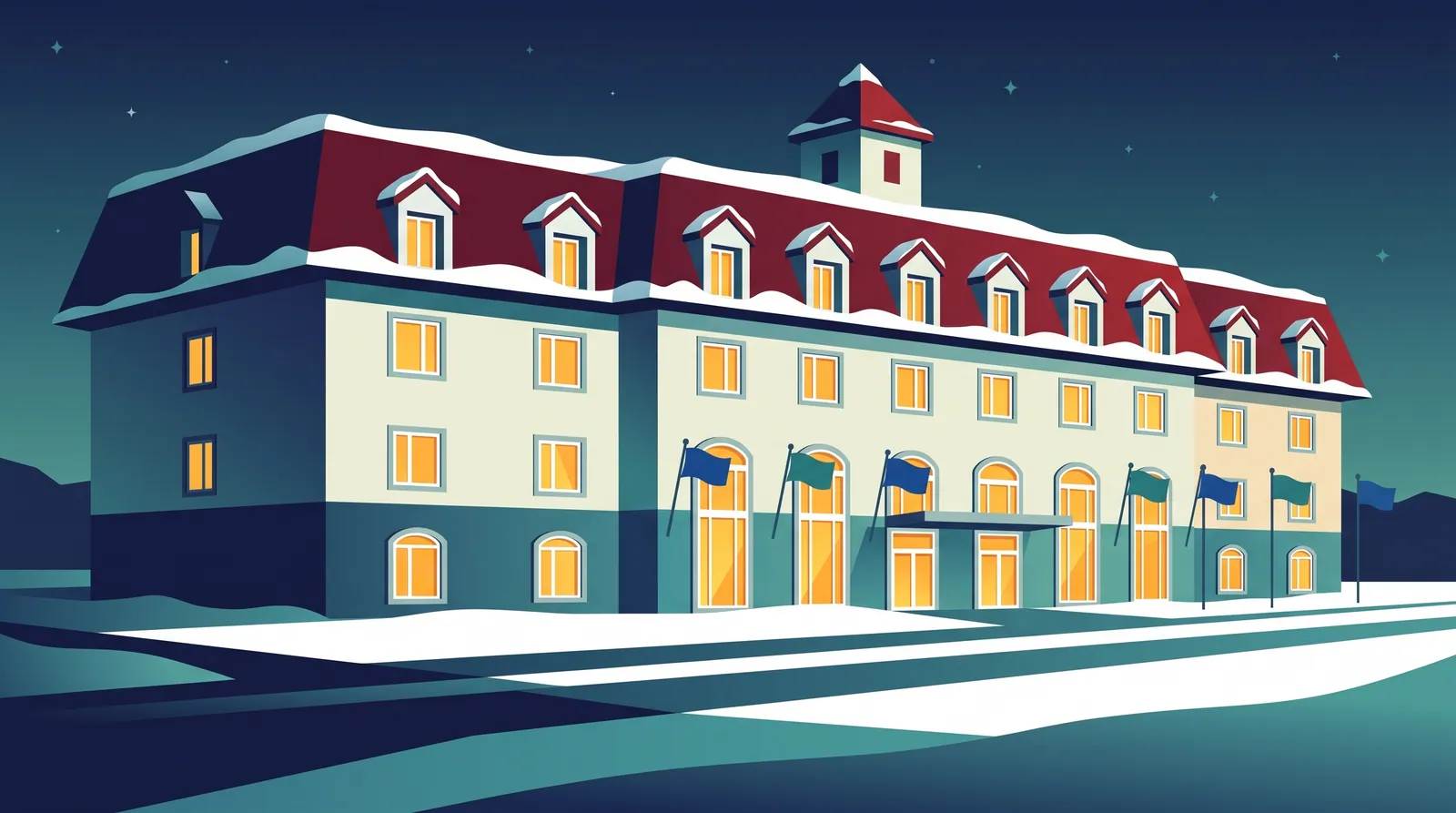 Casino New Brunswick hotel on a winter night