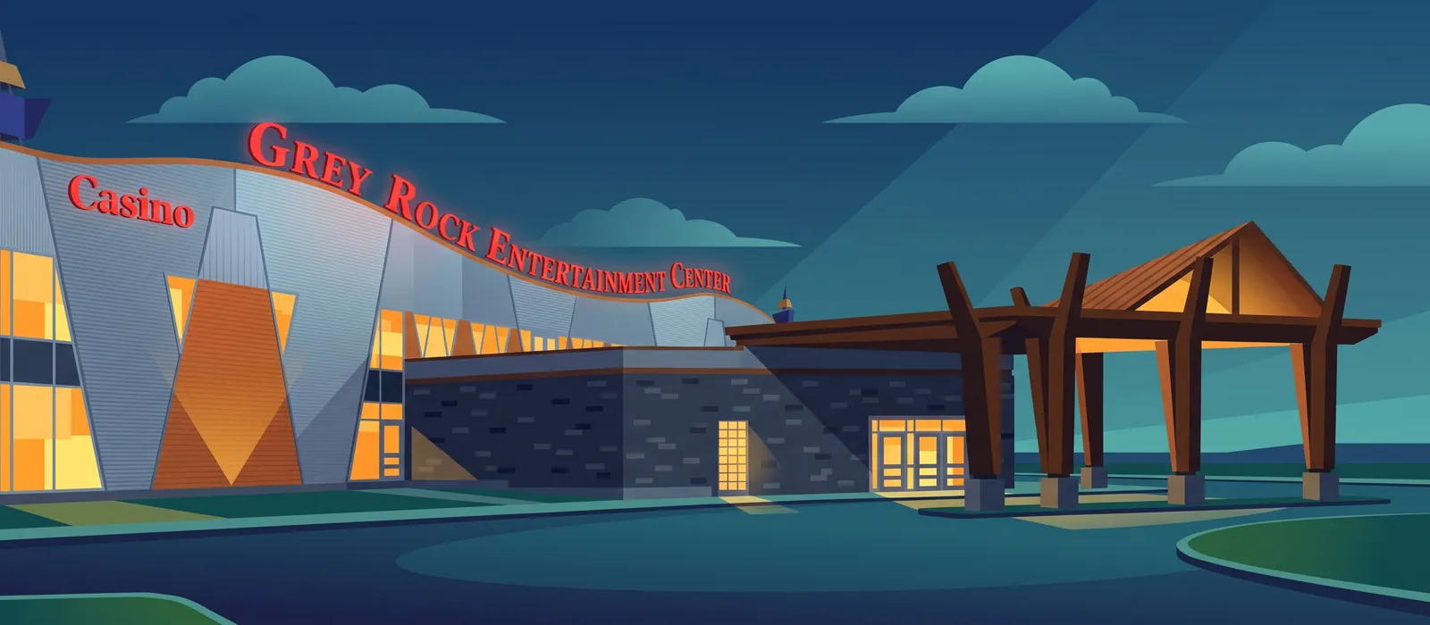 Grey Rock Casino near Edmundston at dusk